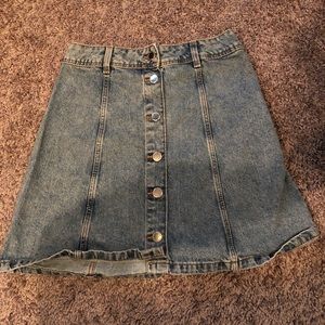 H&M button down, denim skirt
